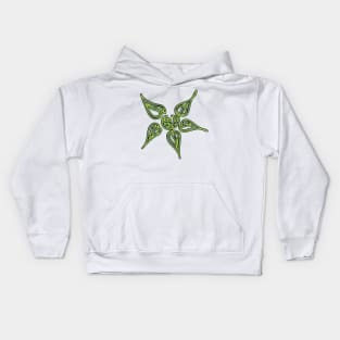 Green Flower Neon Ornament Kids Hoodie